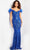 Jovani 26041 - Feathered Sleeve Sequin Prom Dress Special Occasion Dress 00 / Royal