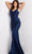 Jovani 26068 - Cap Sleeve Evening Gown Special Occasion Dress 00 / Navy