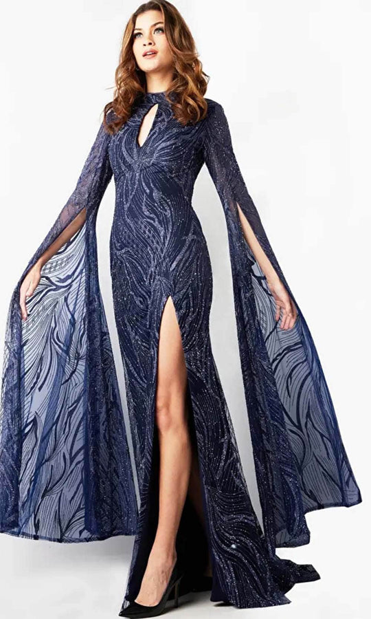 Jovani 26092 - Embellished Long Sleeve Prom Gown