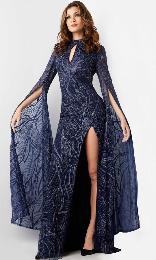 Jovani 26092 - Embellished Long Sleeve Prom Gown
