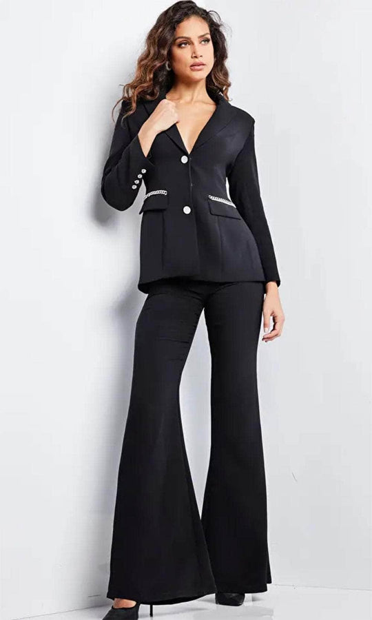 Jovani 26144 - Chain Detailed Long Sleeve Pantsuit
