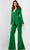 Jovani 26144 - Chain Detailed Long Sleeve Pantsuit Formal Pantsuits 00 / Emerald