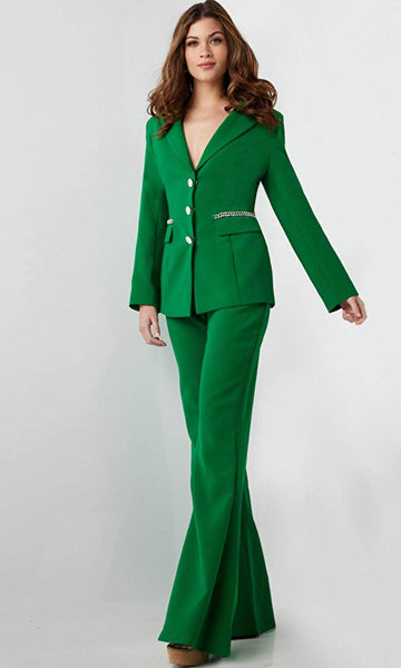 Jovani 26144 - Chain Detailed Long Sleeve Pantsuit – Couture Candy