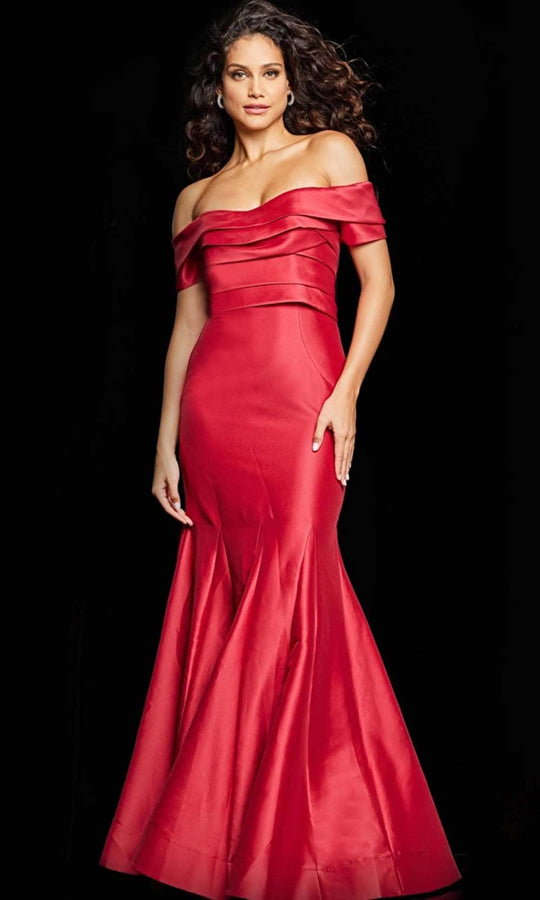 Jovani 26187 - Pleated Off Shoulder Gown