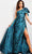 Jovani 26254 - Bow Accent Print Evening Dress Prom Dresses 00 / Peacock