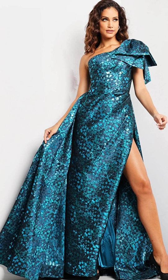 Jovani 26254 - Bow Accent Print Evening Dress