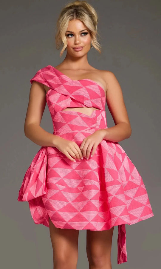 Jovani 34404 - Geometric One-Shoulder A-Line Dress