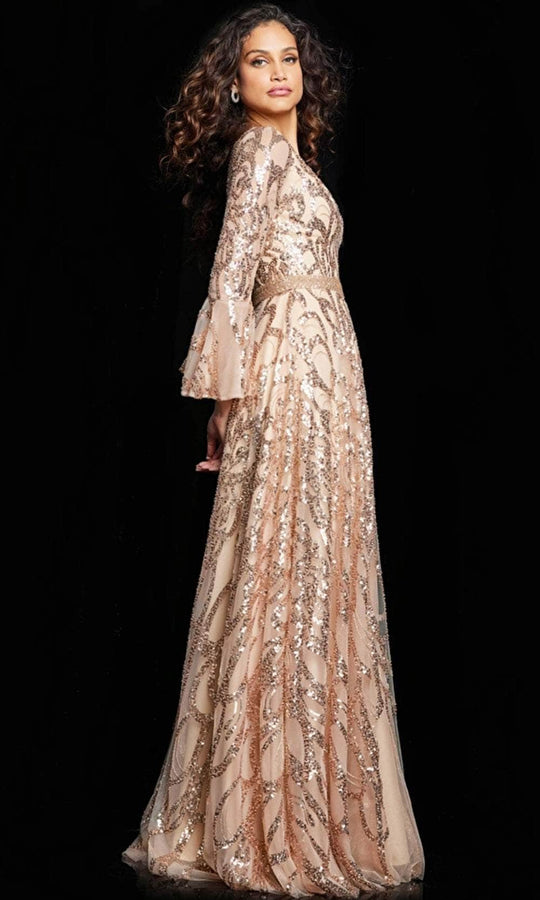 Jovani 36380SC - Long Sleeve Sequin Formal Dress