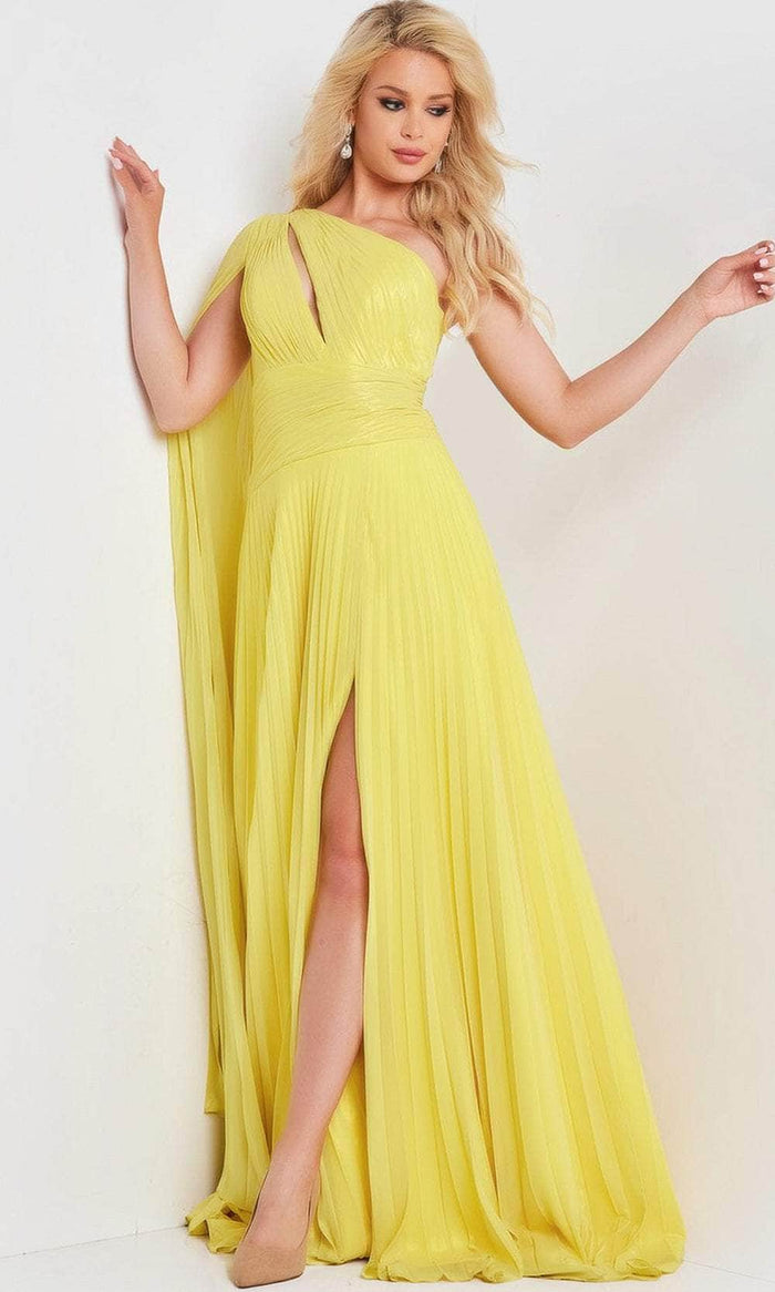 Jovani 36462 - Asymmetrical Cutout Prom Dress Special Occasion Dress 00 / Yellow