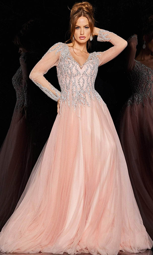 Jovani 36533 - Sheer Embellished A-line Gown