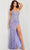 Jovani 36537 - V-Neck High Slit Prom Gown Special Occasion Dress 00 / Lilac/Silver