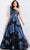 Jovani 36717 - Floral A-Line Evening Gown Mother of the Bride Dresses 00 / Navyblack