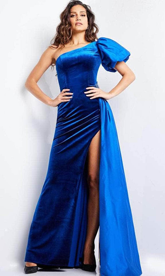 Jovani 36878 - Asymmetric Sheath Evening Gown Evening Dresses 00 / Royal