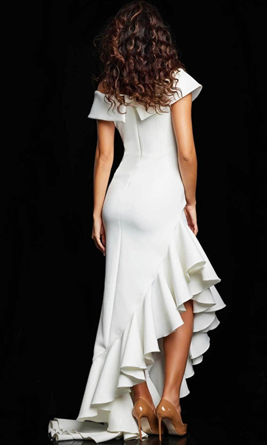 Jovani 36910SC - Off-Shoulder RuffleTrim Detailed Evening Dress