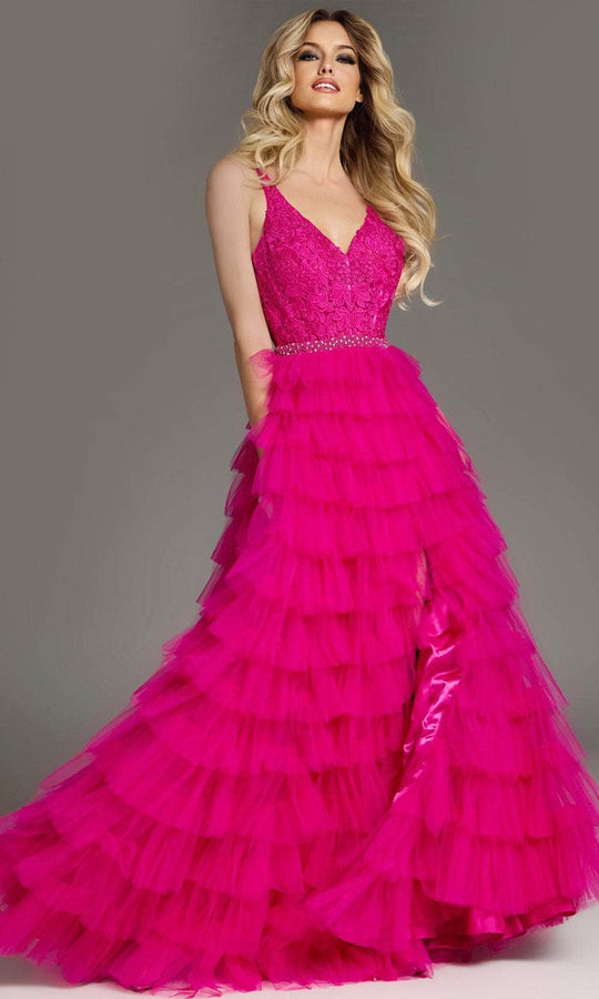 Jovani 37001 Embellished Tiered Tulle Prom Dress