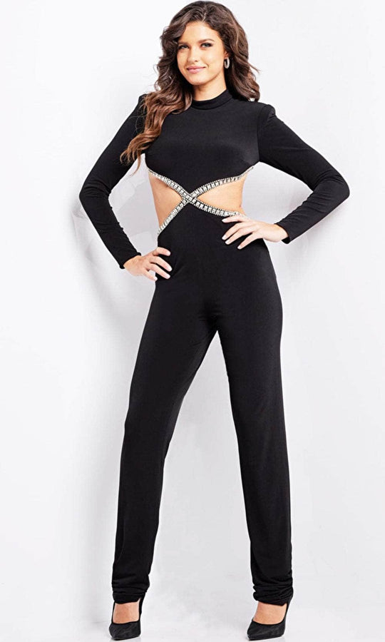 Jovani 37038 - Side Cut-Out High Neck Jumpsuit