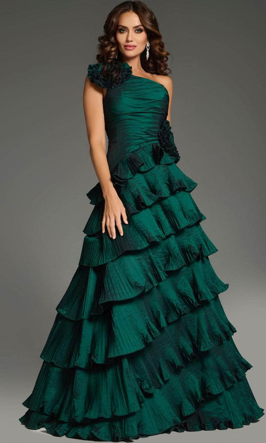Jovani 37065 - One-Shoulder Floral Appliques Prom Gown