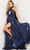 Jovani 37163 - Metallic Halter Cutout Prom Dress Special Occasion Dress 00 / Navy