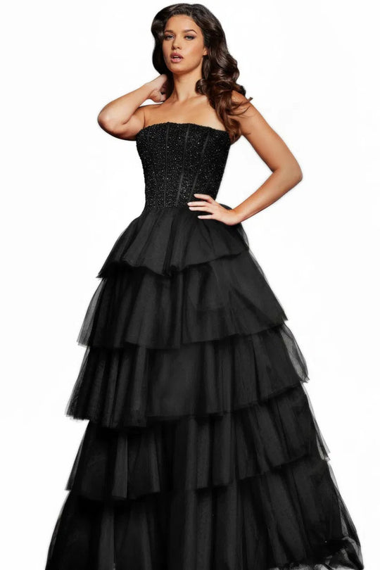 Jovani 37210 - Straight Across Ruffled Ballgown