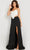 Jovani 37234 - Draped Corset Prom Dress with Slit Special Occasion Dress 00 / Off white/Black