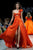 Jovani 37254 - Metallic Chiffon Floral Applique Sheath Dress Prom Dresses 00 / Orange