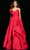 Jovani 37266 - Strapless Ruffle Ballgown Special Occasion Dress 00 / Dark Red