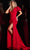 Jovani 37272 - V-Neck Beaded Trim Prom Gown Formal Gowns 00 / Red