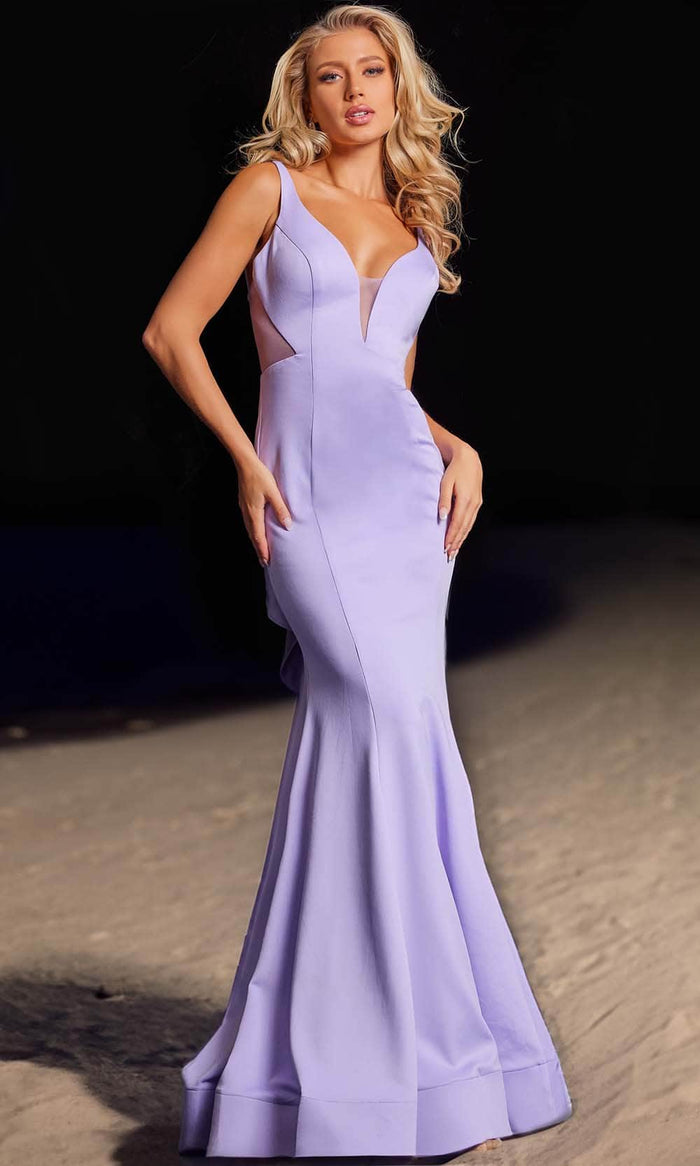 Jovani 37430 - Ruffled Back Prom Gown Special Occasion Dress 00 / Lilac