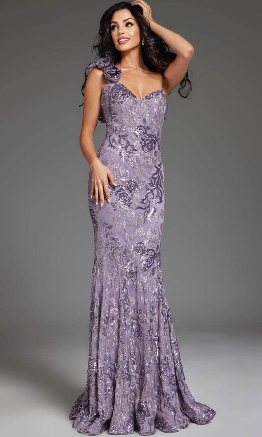 Jovani 37634 - Floral Sequin One-Shoulder Prom Gown