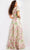 Jovani 37636 - Plunging Floral Sheath Long Dress Long Dresses