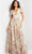 Jovani 37636 - Plunging Floral Sheath Long Dress Long Dresses