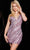 Jovani 37974 - Plunging V-Neck Cocktail Dress Cocktail Dresses 00 / Pink/Silver