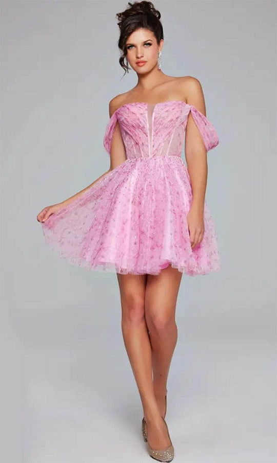 Jovani 38000 Off-Shoulder Corset Bodice Cocktail Dress