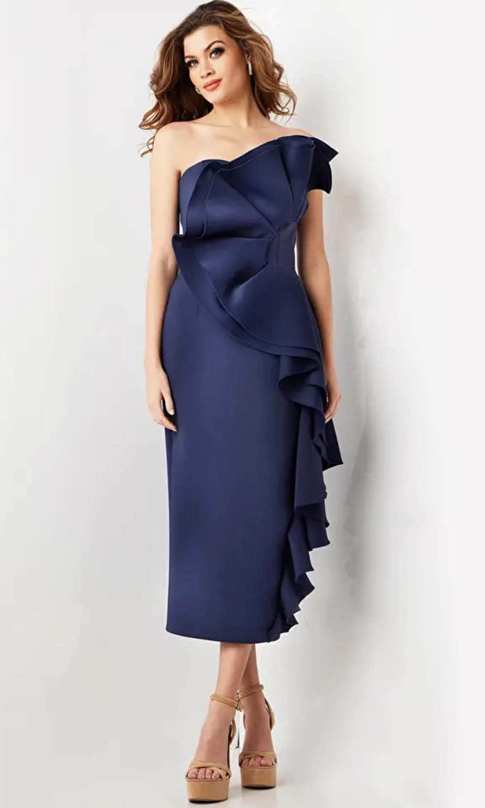 slim fit dress slacks Strapless Bodycon Satin Ruffles Homecoming Dress With Beading main image 1