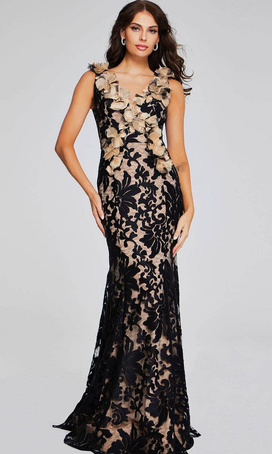 Jovani 38497 - Floral Appliqued Sleeveless Evening Gown