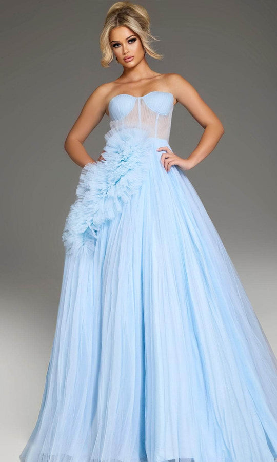 Jovani 38946 - Strapless Floral Ruffle Ballgown