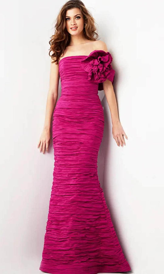 Jovani 38947 - Ruched Single Off-Shoulder Prom Gown