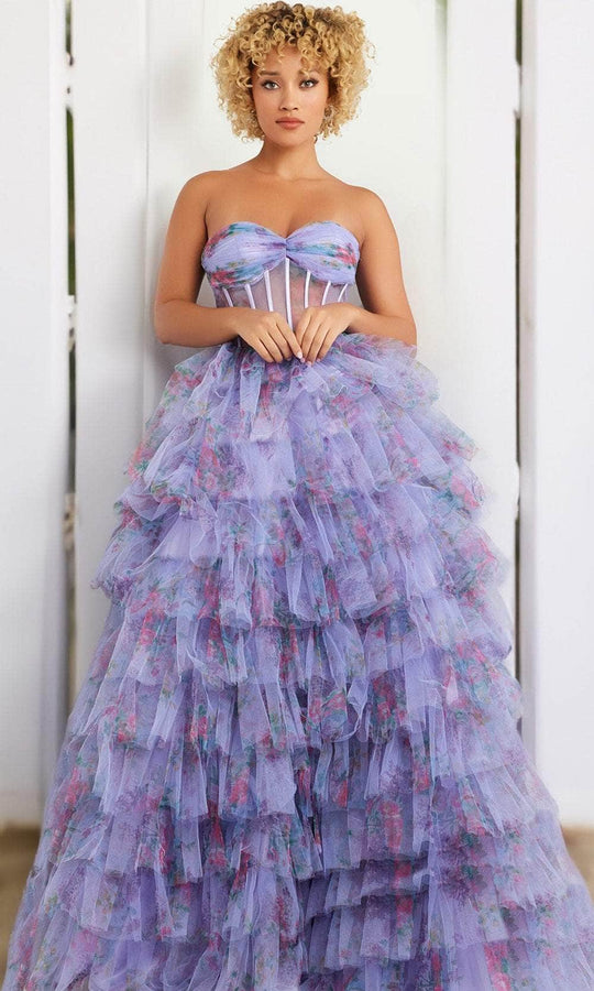 Jovani 39149 - Strapless Tiered Ruffle Prom Gown