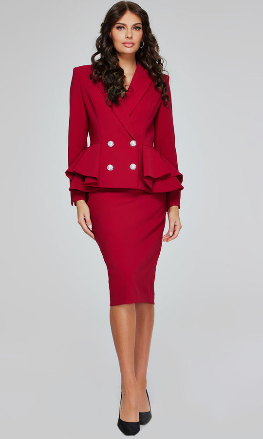 Jovani 39375 - Peplum Blazer Sheath Knee-Length Dress