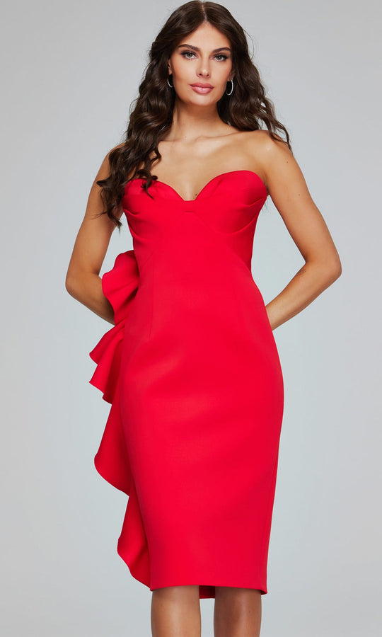 Jovani 40097 - Strapless Rosette Ruffle Back Dress