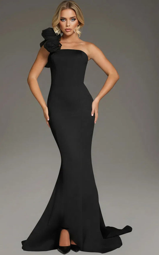 Jovani 40201 - One-Shoulder Rosette Detailed Prom Gown