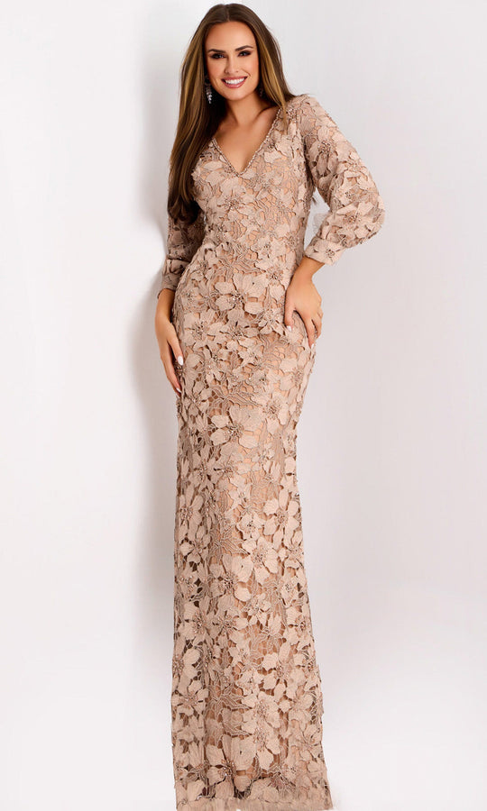 Jovani 40210 - Floral Lace Sleeve Gown
