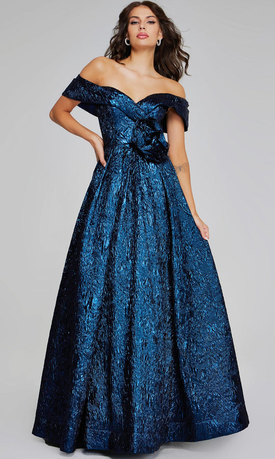Jovani 40288 - Metallic Off Shoulder A-line Gown