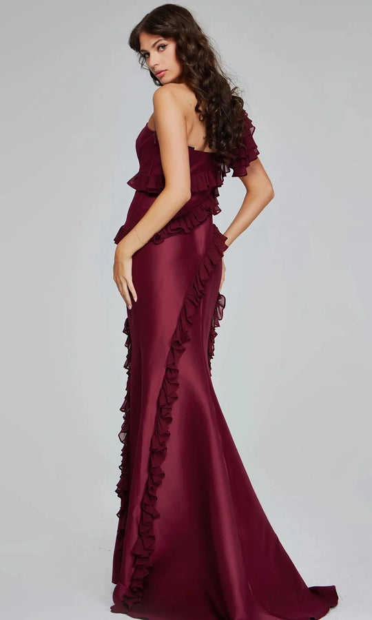 Jovani 40751 - One Shoulder Ruffle Trim Mermaid Gown