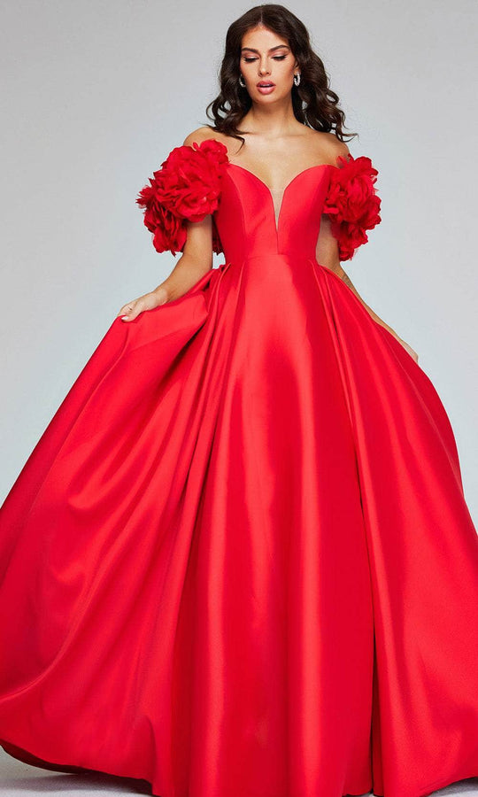 Jovani 40794 - Rosette Plunging Ballgown
