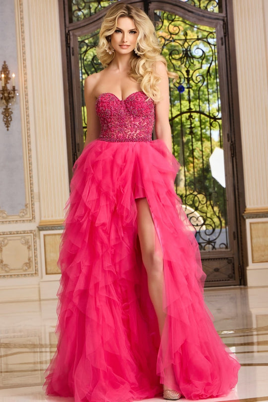 Jovani 40816 - Ruffle Skirt Sweetheart Tulle Gown