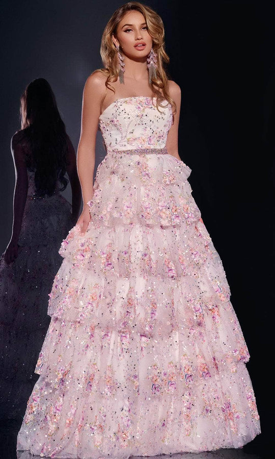 Jovani 42190 - Beaded Waist Strapless Seams Prom Gown