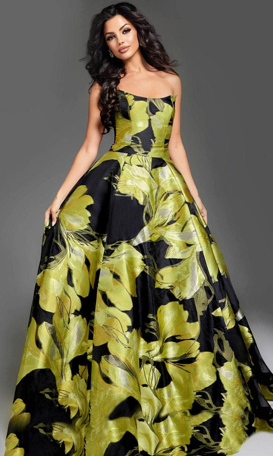 Jovani 42435 - Scoop Neck Strapless Prom Gown