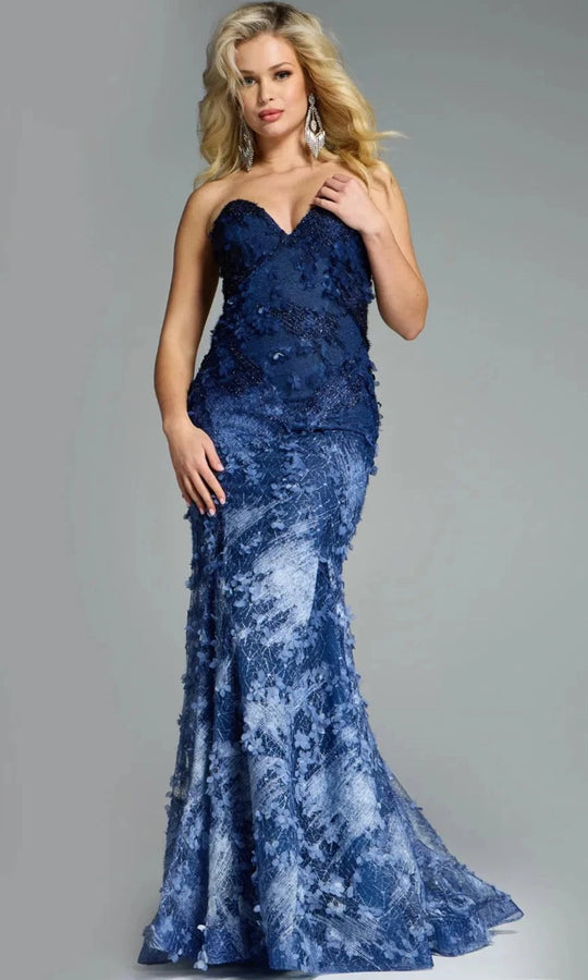 Jovani 42740 - Strapless Lace Mermaid Gown with Appliques