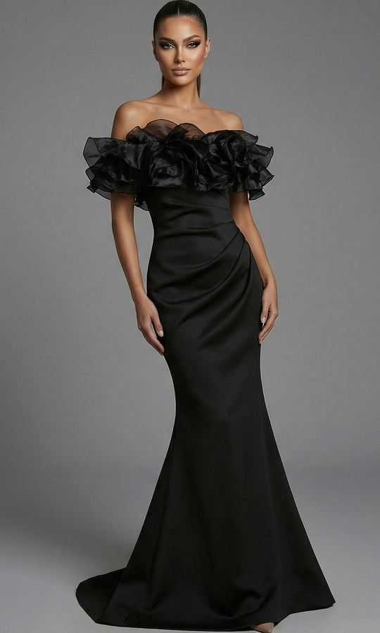 Jovani 43001 - Layered Ruffle Neckline Mermaid Evening Gown